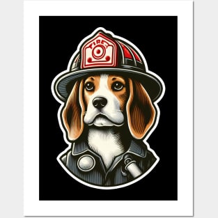 Beagle Fire fighter Posters and Art